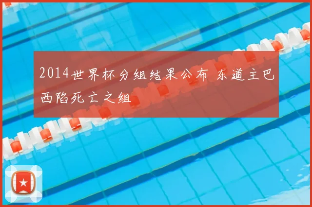 2014世界杯分组结果公布 东道主巴西陷死亡之组